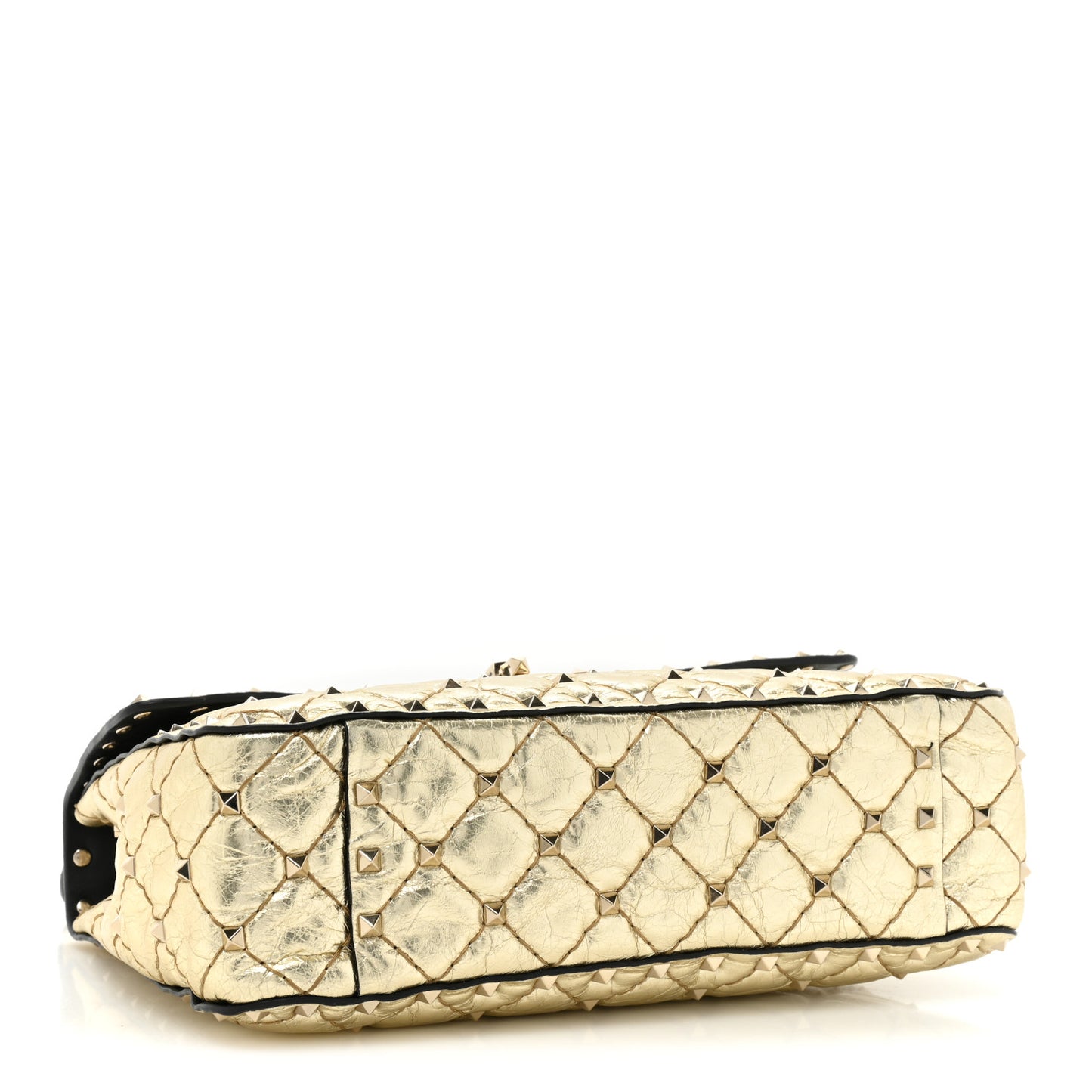 Metallic Wrinkled Lambskin Medium Rockstud Spike Shoulder Bag Mekong