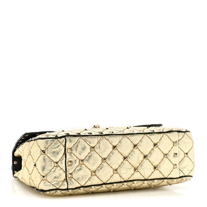 Valentino Garavani Metallic Wrinkled Lambskin Medium Rockstud Spike Shoulder Bag Mekong 4 of 9