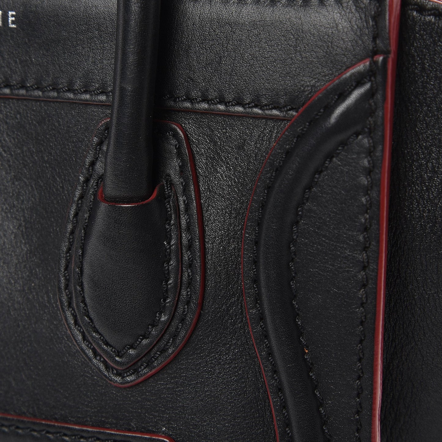 Smooth Calfskin Nano Luggage Black Red