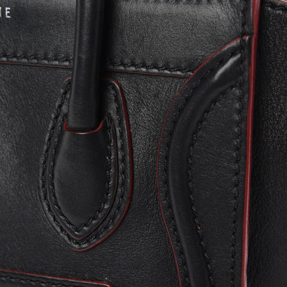 Celine Smooth Calfskin Nano Luggage Black Red 12 of 13