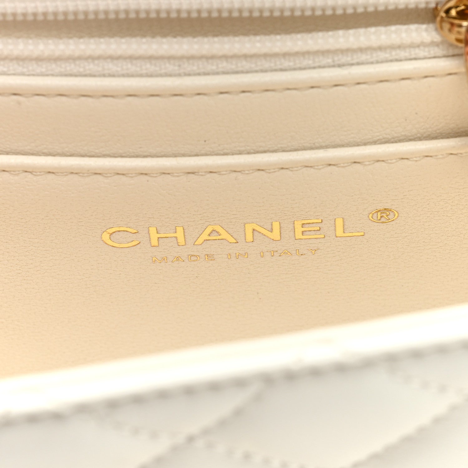 Chanel Lambskin Quilted Mini Crystal Top Handle Rectangular Flap White 6 of 11