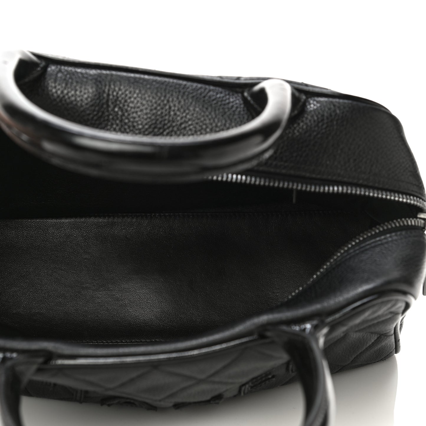 Caviar Patent Quilted Bowler Black