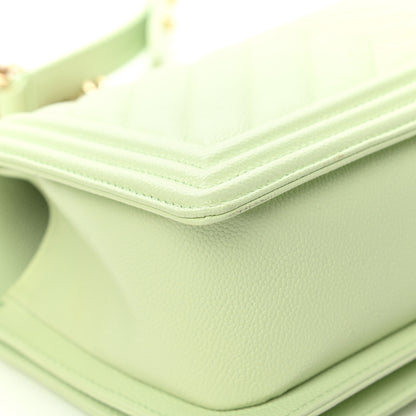 Chanel Caviar Chevron Quilted Medium Boy Flap Light Green 12 of 13