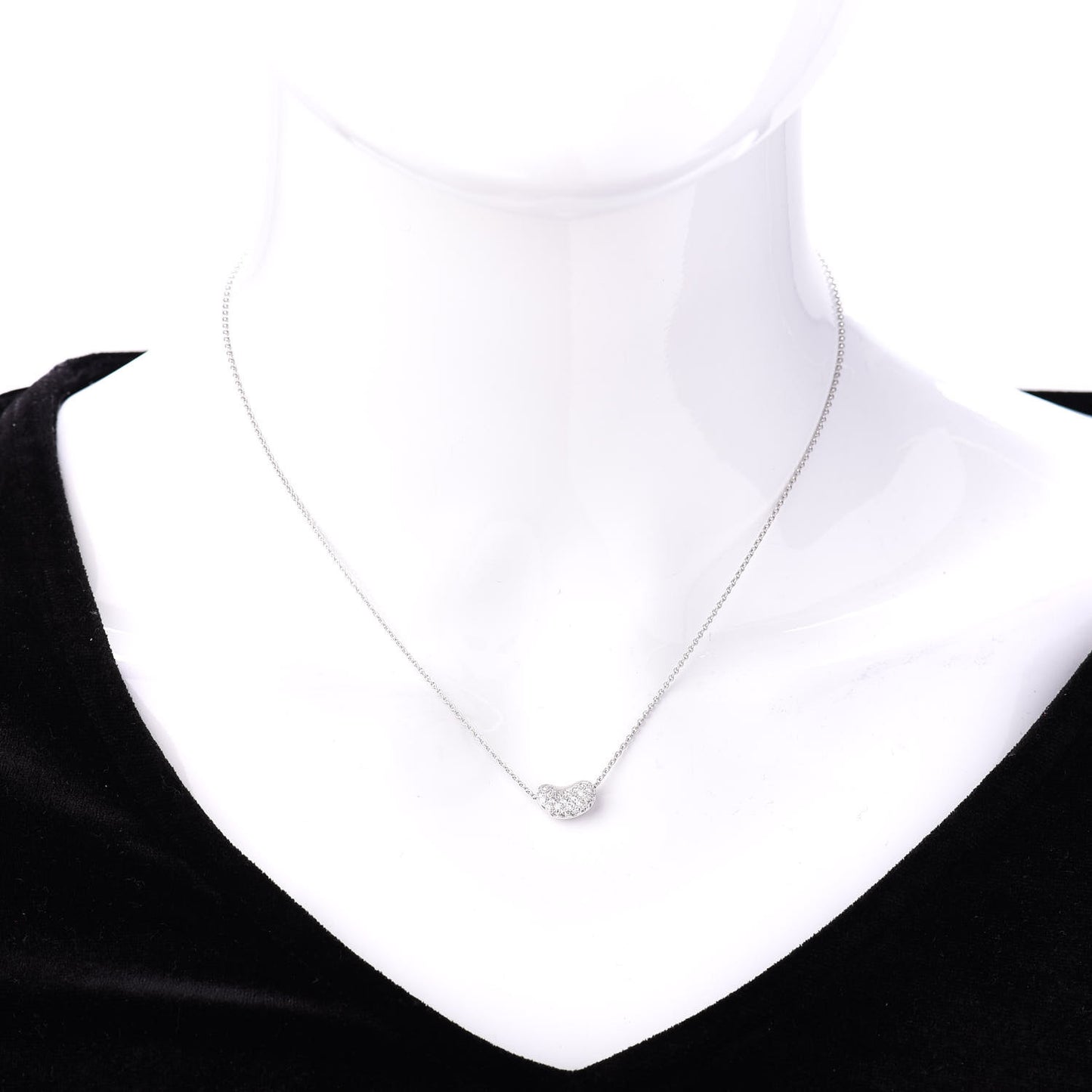 Platinum Diamond Elsa Peretti Bean Pendant Necklace
