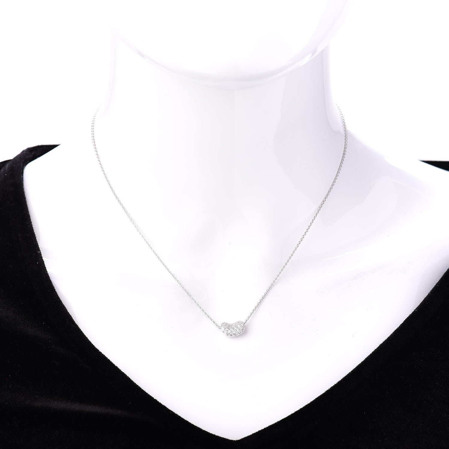 Tiffany Platinum Diamond Elsa Peretti Bean Pendant Necklace 2 of 6