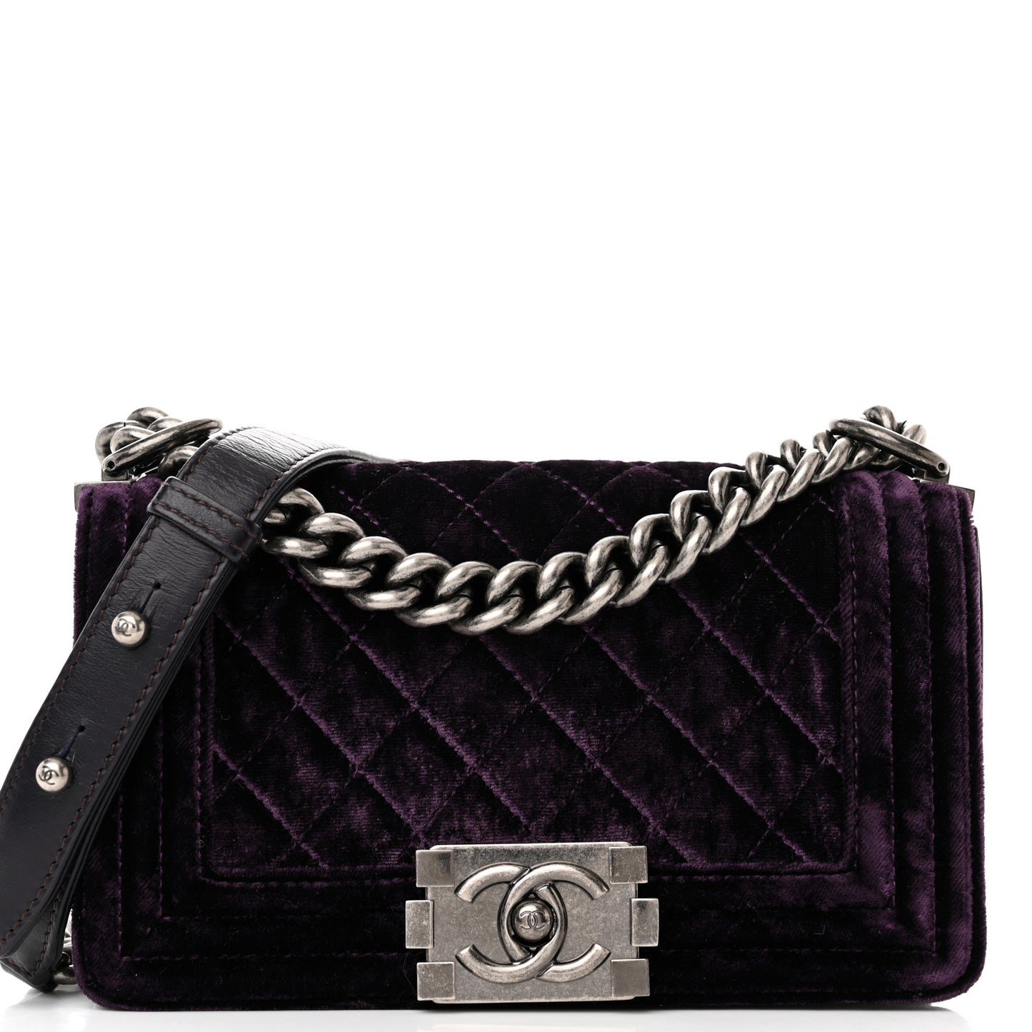 Velvet Quilted Small Boy Flap Purple