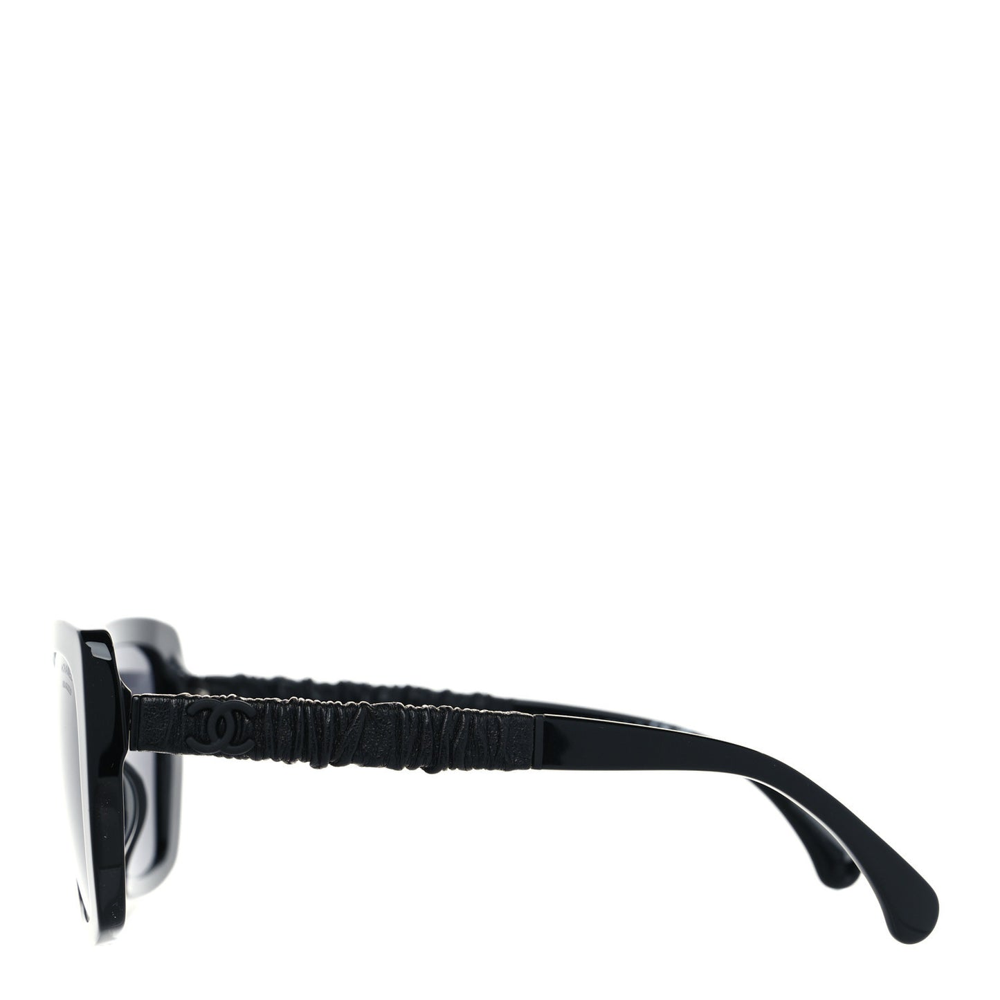 Acetate Calfskin Polarized Square Sunglasses 5476-Q-A Black