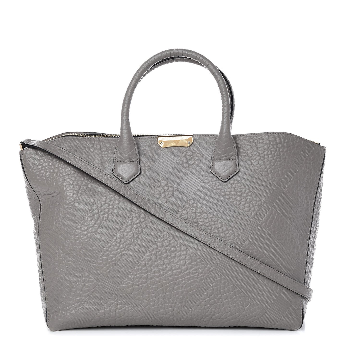 Heritage Grain Check Embossed Medium Dewsbury Tote Pale Grey