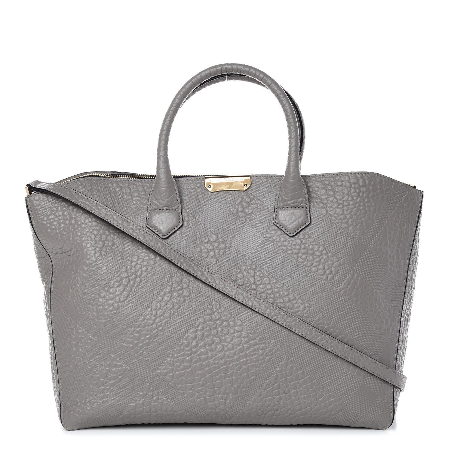 Burberry Heritage Grain Check Embossed Medium Dewsbury Tote Pale Grey 1 of 10