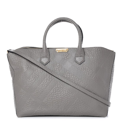 Burberry Heritage Grain Check Embossed Medium Dewsbury Tote Pale Grey 1 of 10