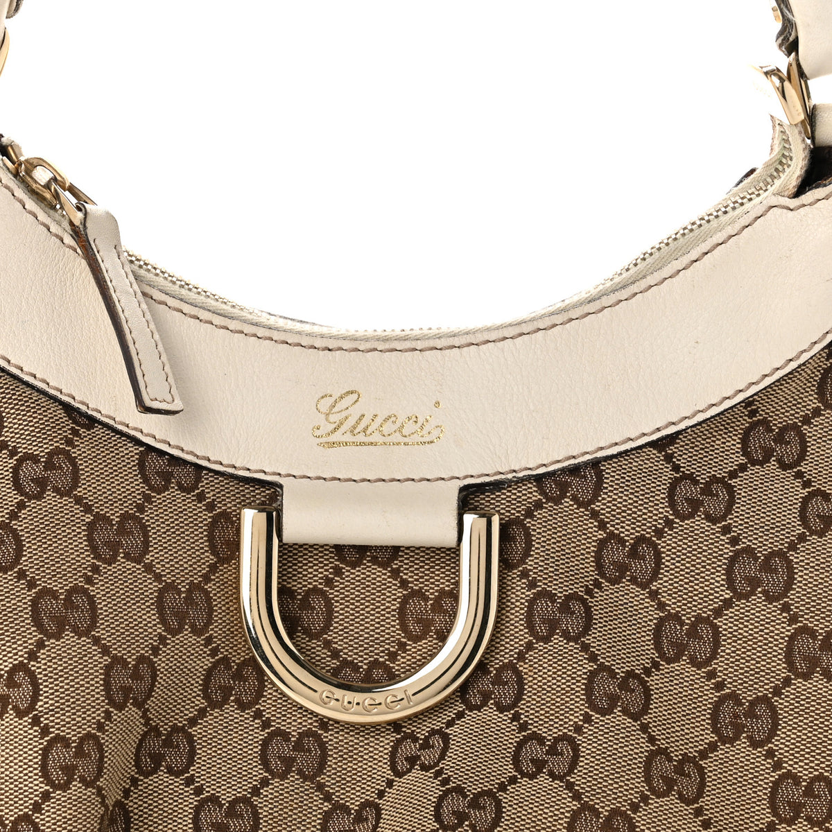 Monogram Medium D Gold Ring Hobo White