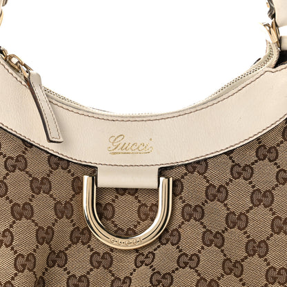 Gucci Monogram Medium D Gold Ring Hobo White 8 of 11