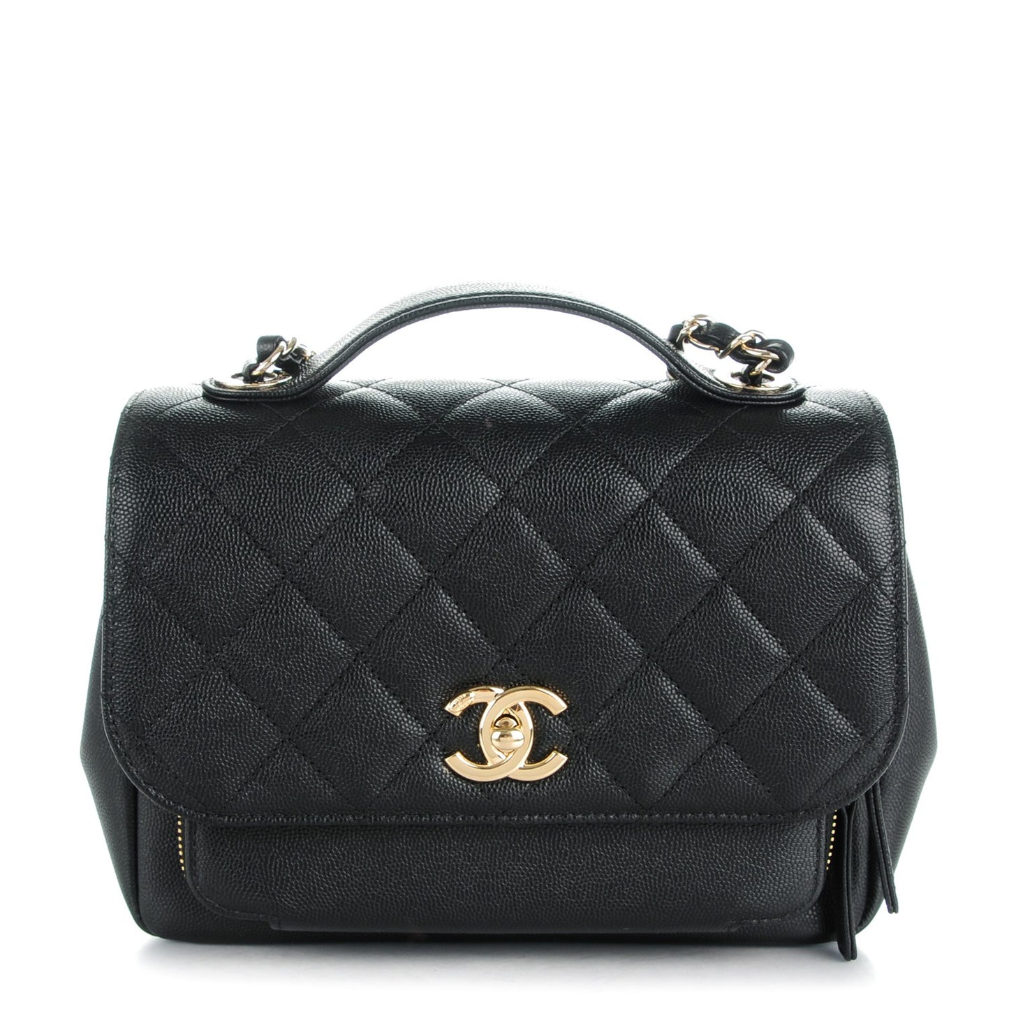 Caviar Quilted Small Business Affinity Flap Black