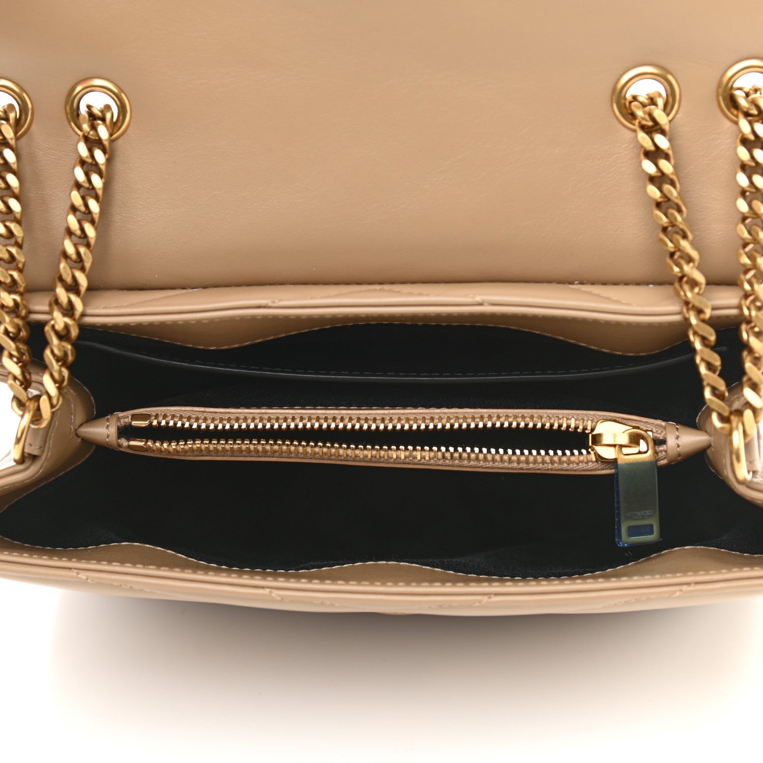 Saint Laurent Calfskin Y Quilted Monogram Small Loulou Chain Satchel Dark Beige 4 of 10