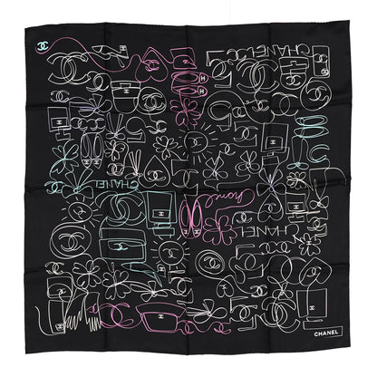Chanel Silk CC Square Scarf Black Multicolor 1 of 4