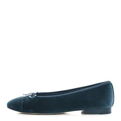 Chanel Velvet Cap Toe Ballerina Flats 39.5 Blue 1 of 11