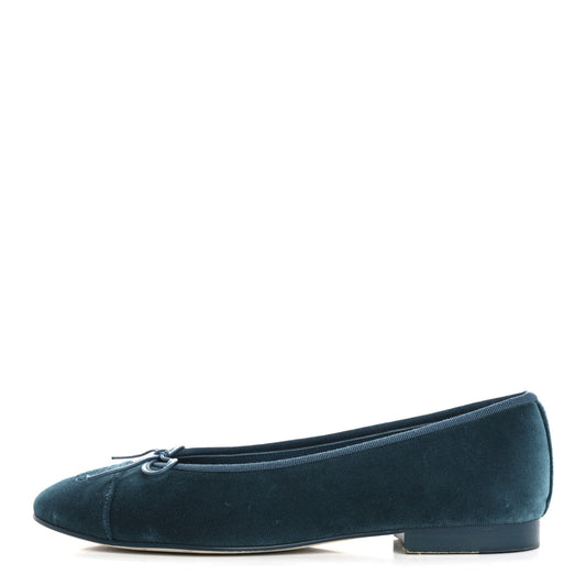 Velvet Cap Toe Ballerina Flats 39.5 Blue