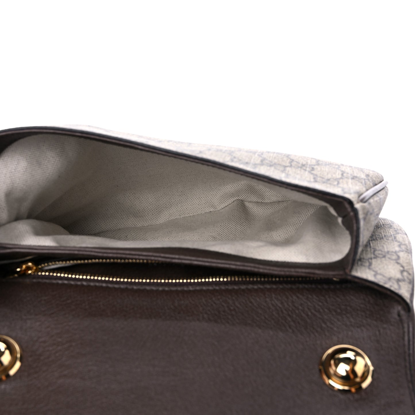 GG Supreme Monogram Textured Dollar Calfskin Web Medium Blondie Shoulder Flap Bag Beige Ebony New Acero