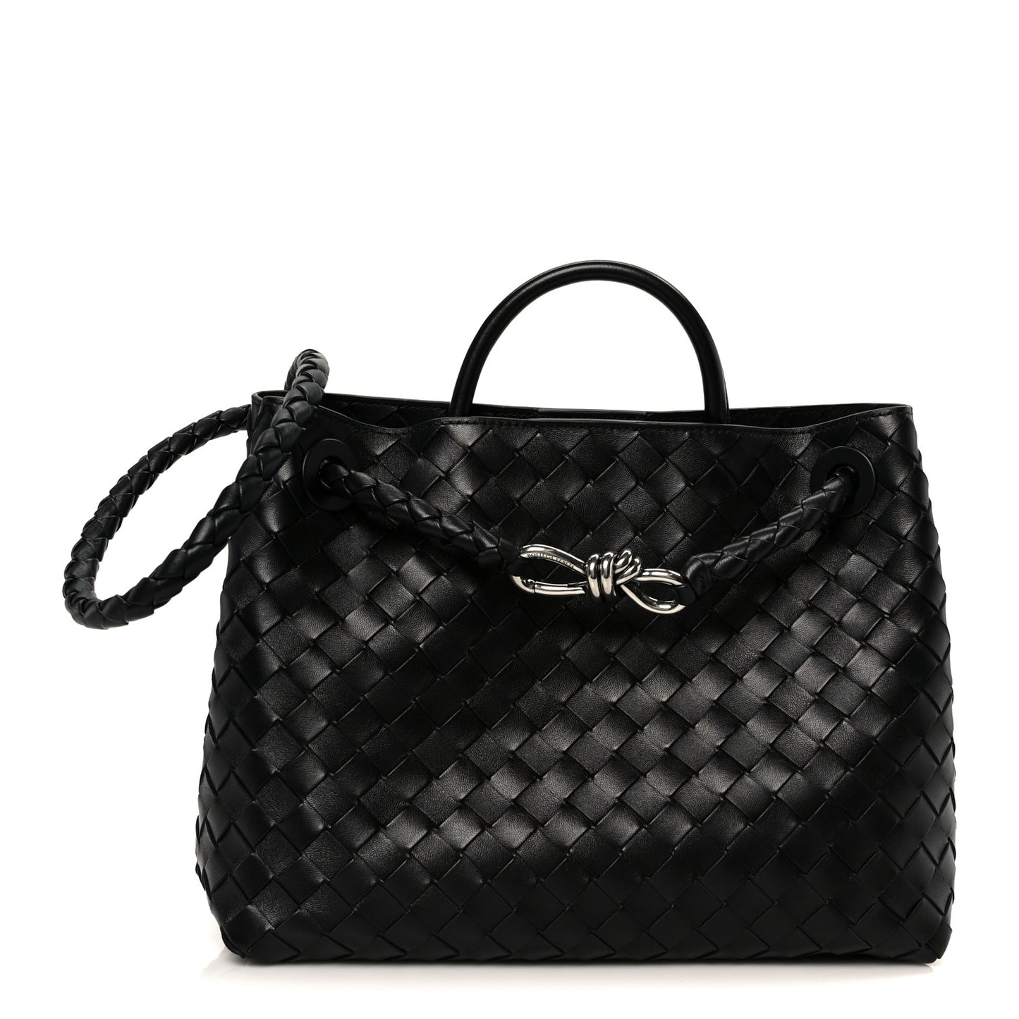 Nappa Intrecciato Medium Andiamo Shoulder Bag Black