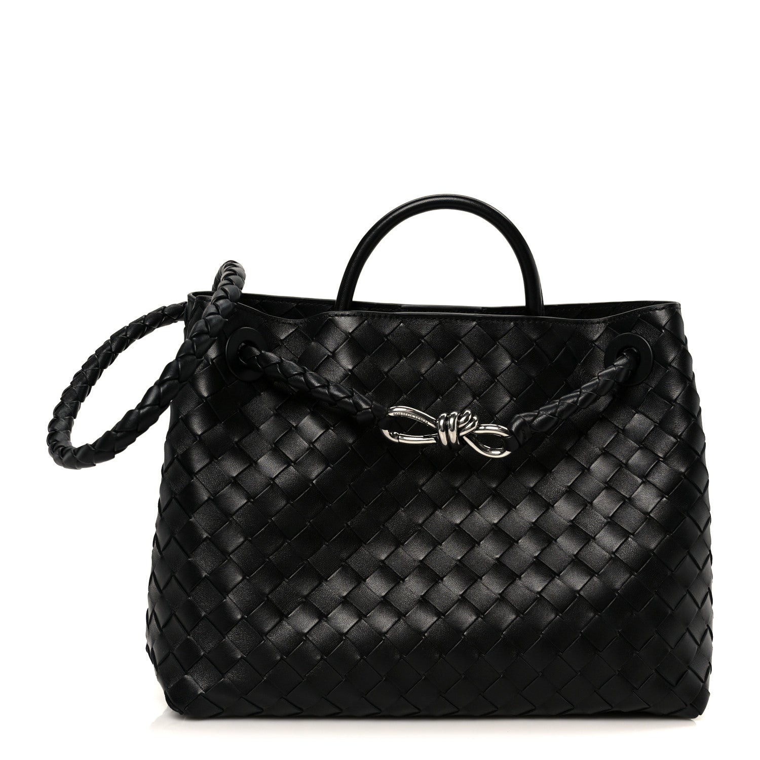 Bottega Veneta Nappa Intrecciato Medium Andiamo Shoulder Bag Black 1 of 13