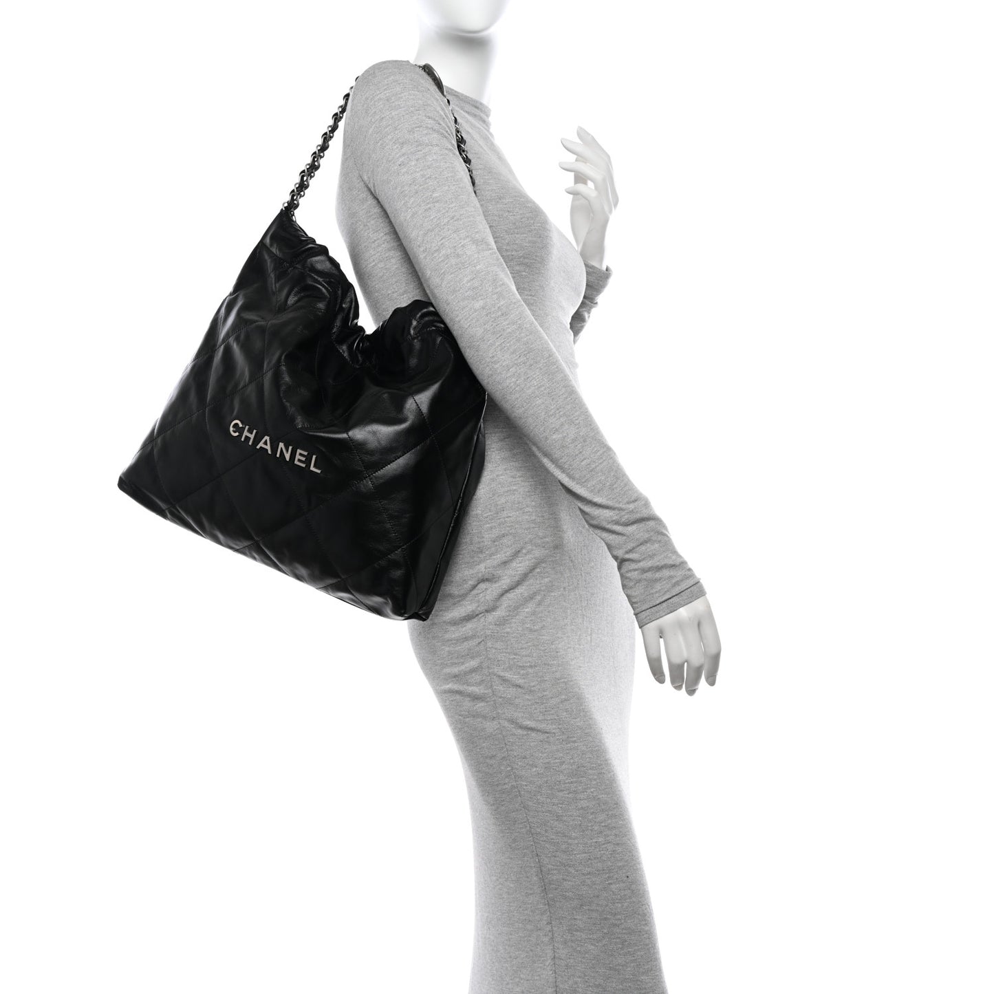 Shiny Calfskin Quilted Chanel 22 Black