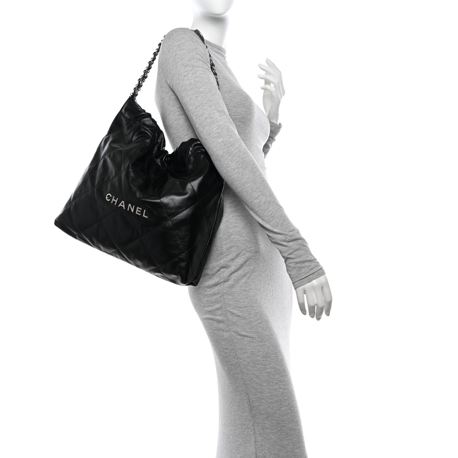 Chanel Shiny Calfskin Quilted Chanel 22 Black 2 of 11