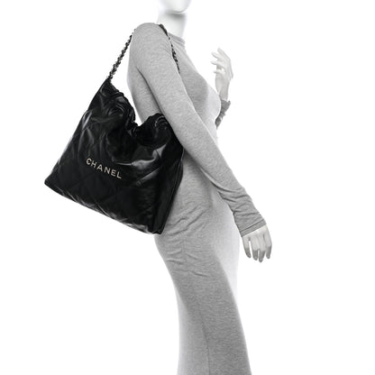 Chanel Shiny Calfskin Quilted Chanel 22 Black 2 of 11