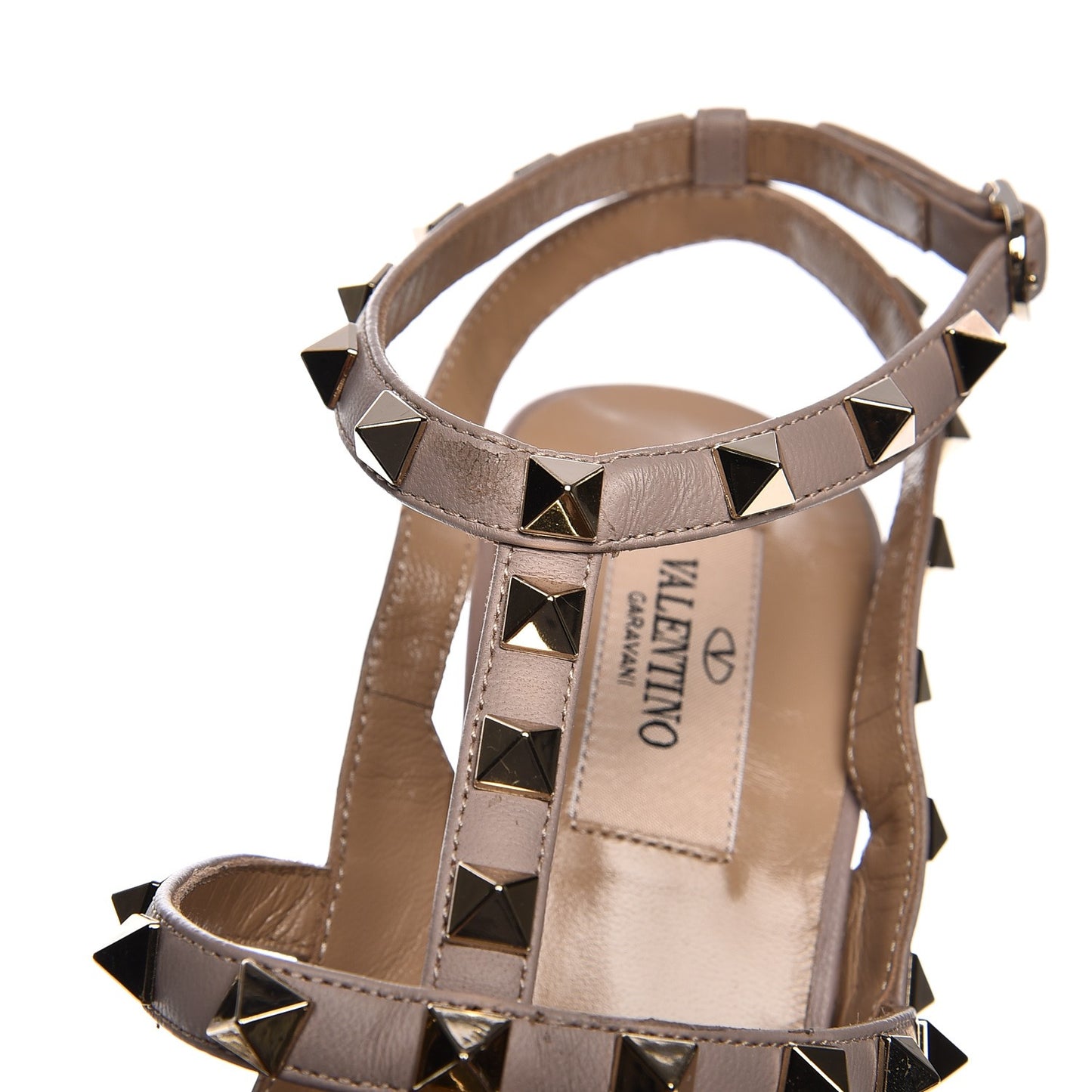 Nappa Rockstud Ankle Strap Pumps 40 Poudre