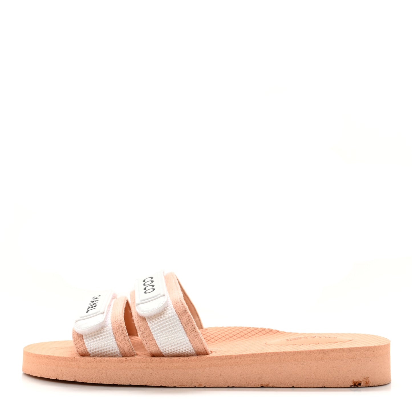 Fabric Rubber Coco Slides 38 Beige White