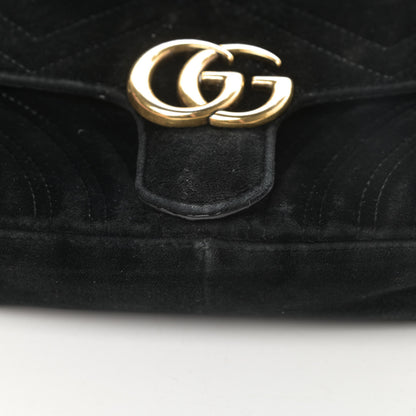 Gucci Velvet Matelasse Mini GG Marmont Shoulder Bag Black 17 of 17