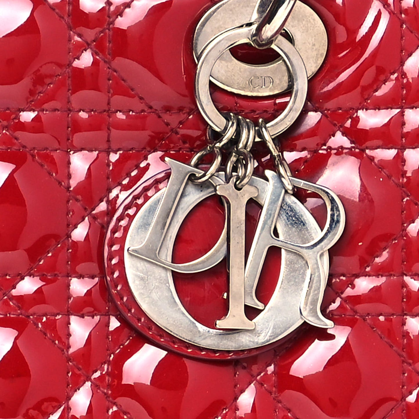 Patent Cannage Medium Lady Dior Red
