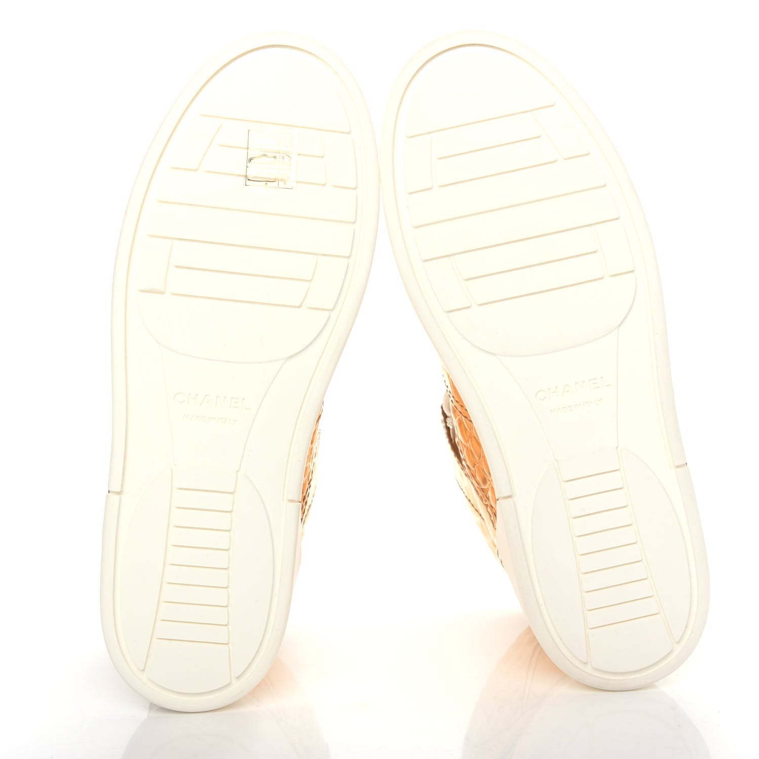 Chanel Metallic Calfskin Crocodile Embossed Cocodile High Top Sneakers 39 Gold 6 of 11