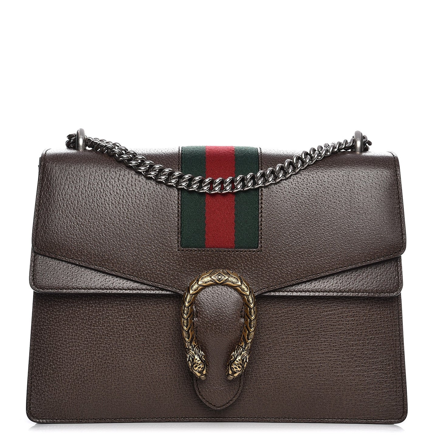 Textured Calfskin Web Medium Dionysus Shoulder Bag New Acero
