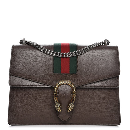 Gucci Textured Calfskin Web Medium Dionysus Shoulder Bag New Acero 1 of 9