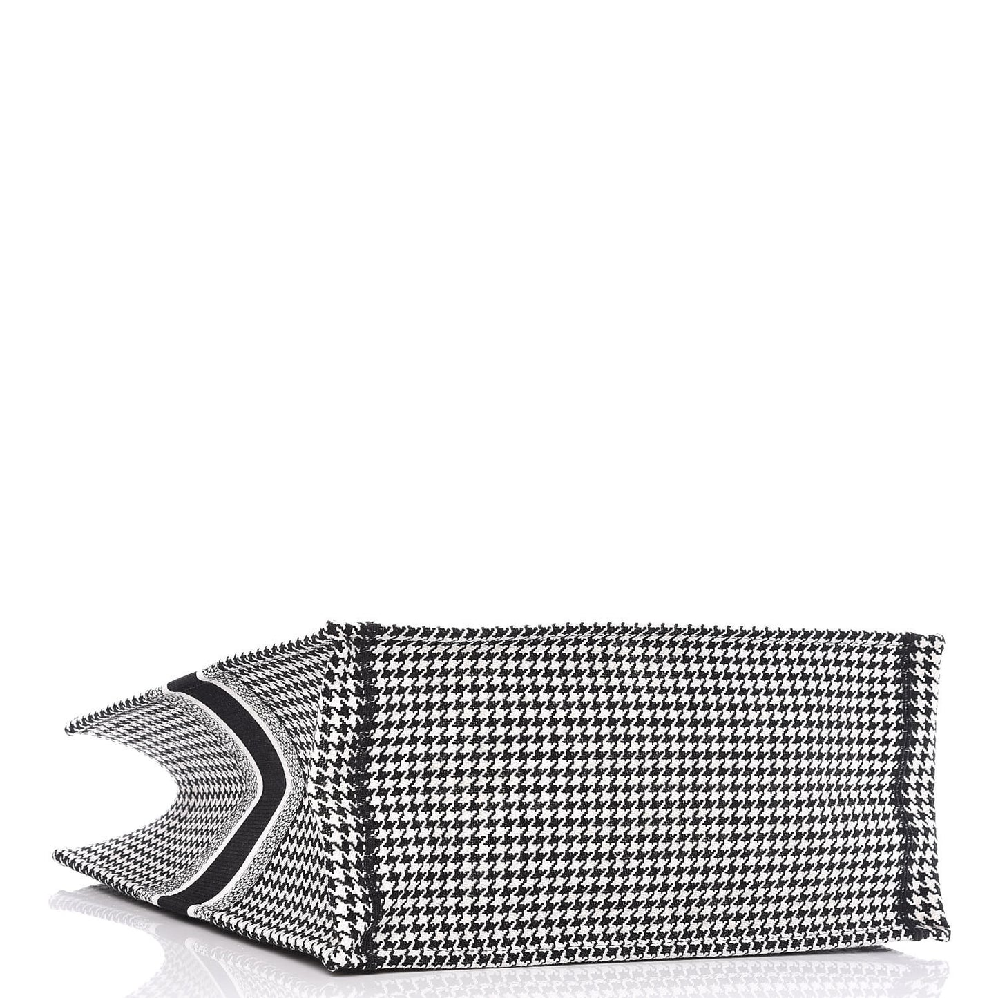 Canvas Houndstooth Embroidered Book Tote Black White