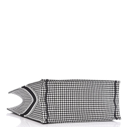 Christian Dior Canvas Houndstooth Embroidered Book Tote Black White 4 of 10