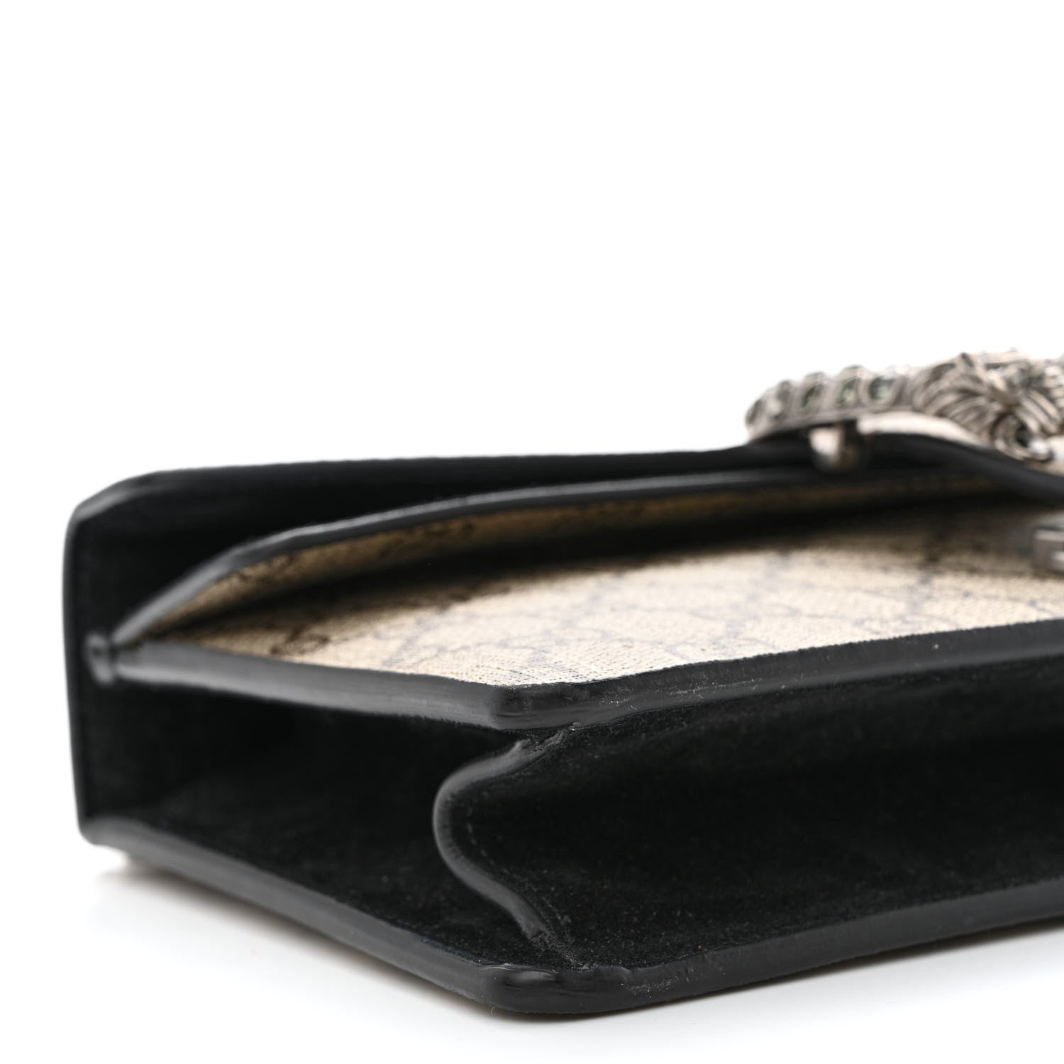 Gucci GG Supreme Monogram Suede Crystal Small Dionysus Shoulder Bag Beige Ebony Black 9 of 12