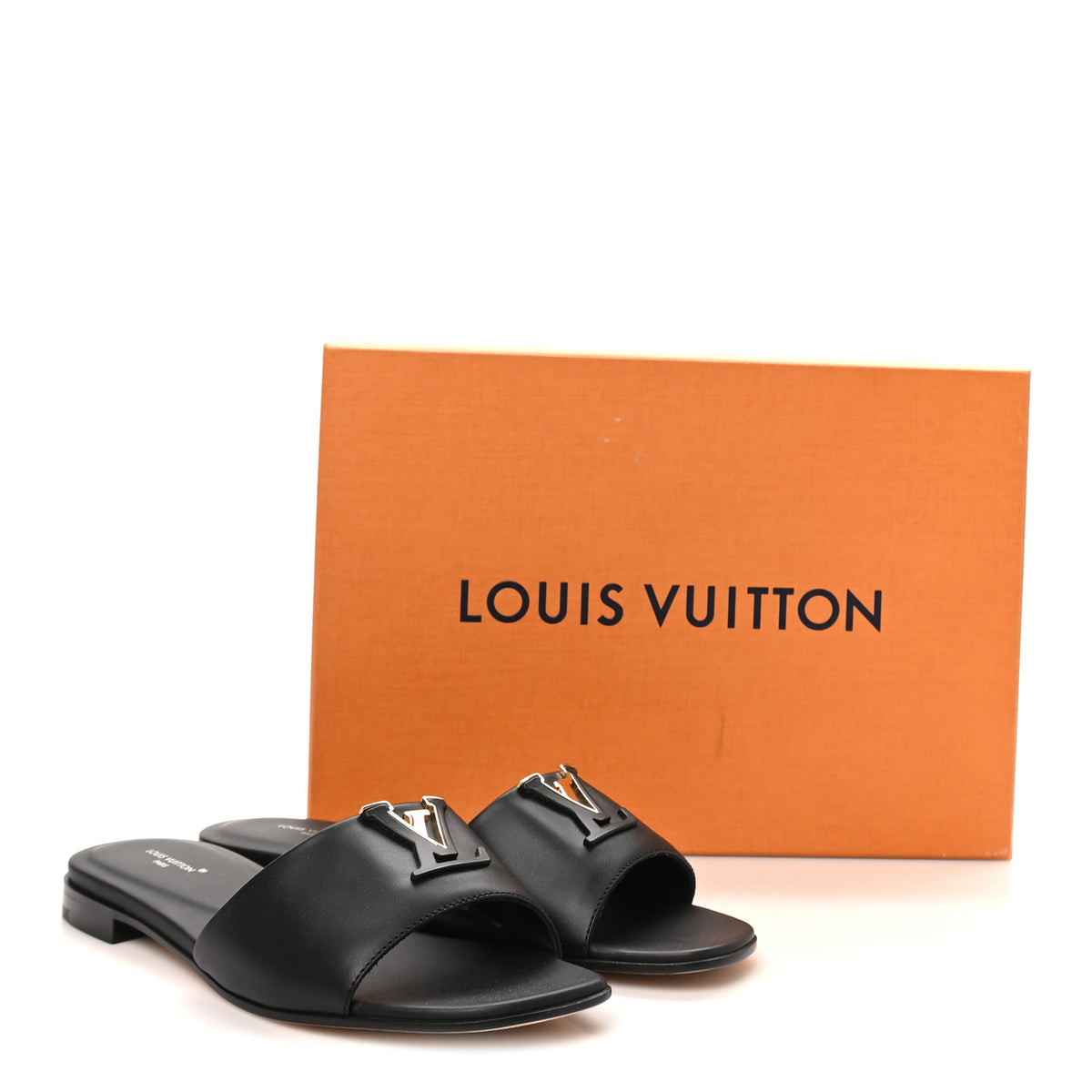 Calfskin LV Mare Flat Mule 37.5 Black