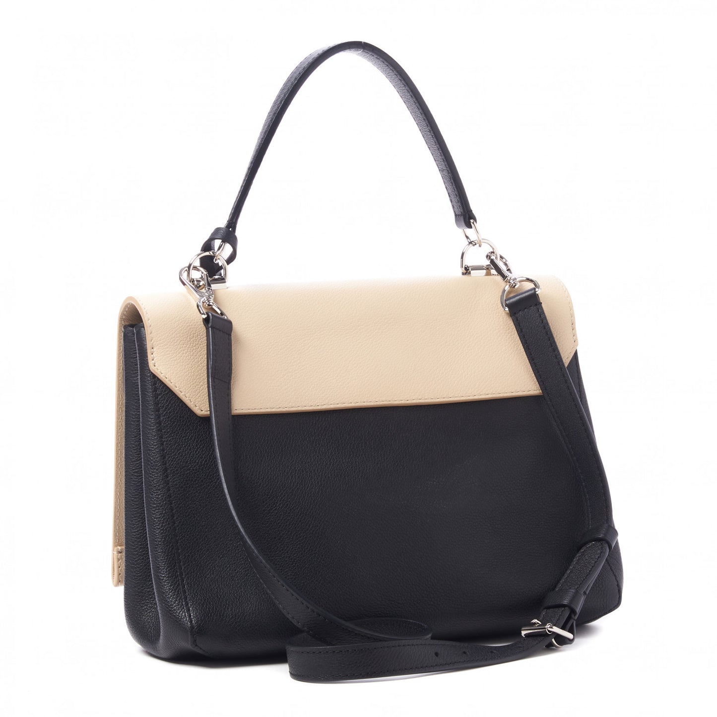 Soft Calfskin Lockme II Top Handle Vanille Black