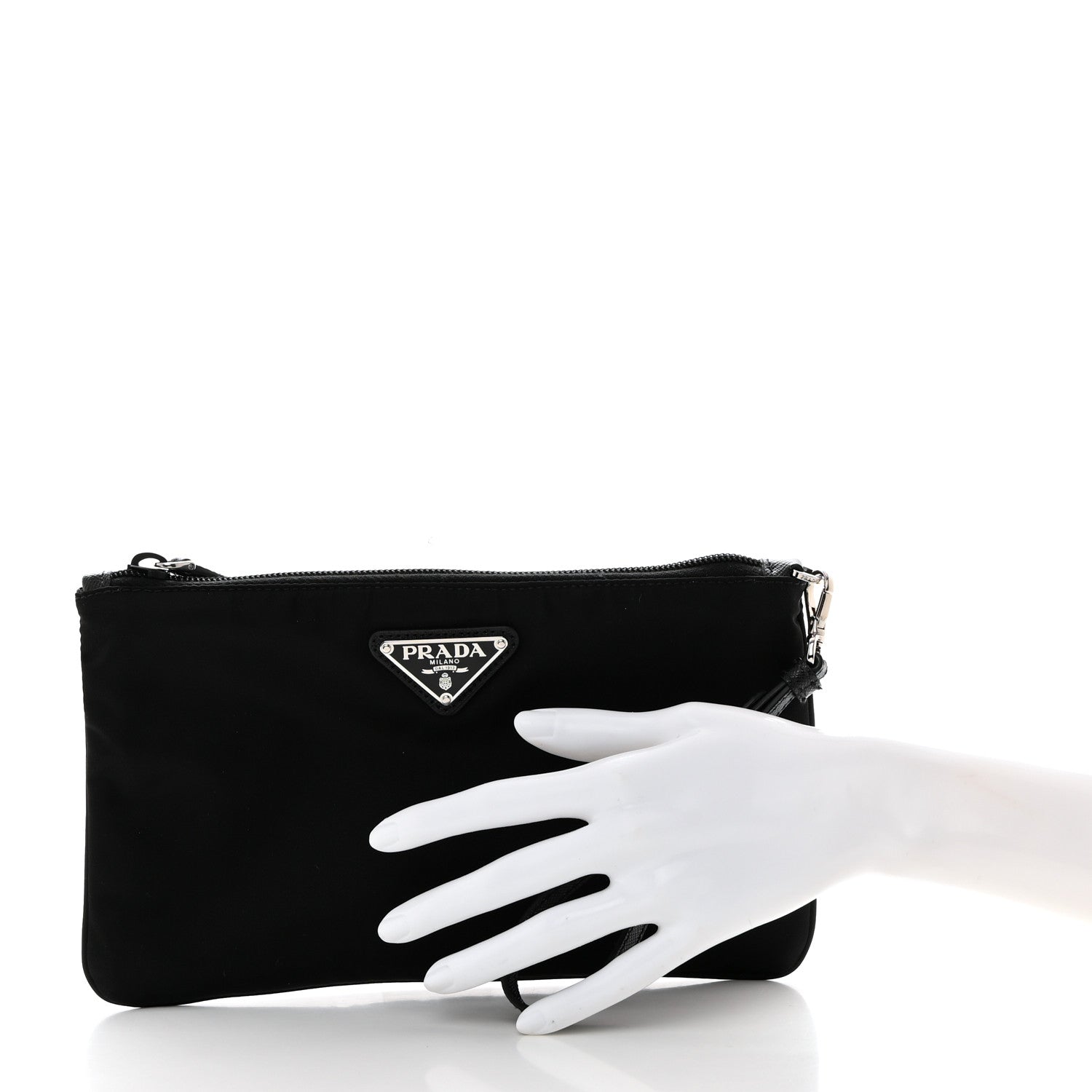 Prada Tessuto Nylon Saffiano Wristlet Black 2 of 6