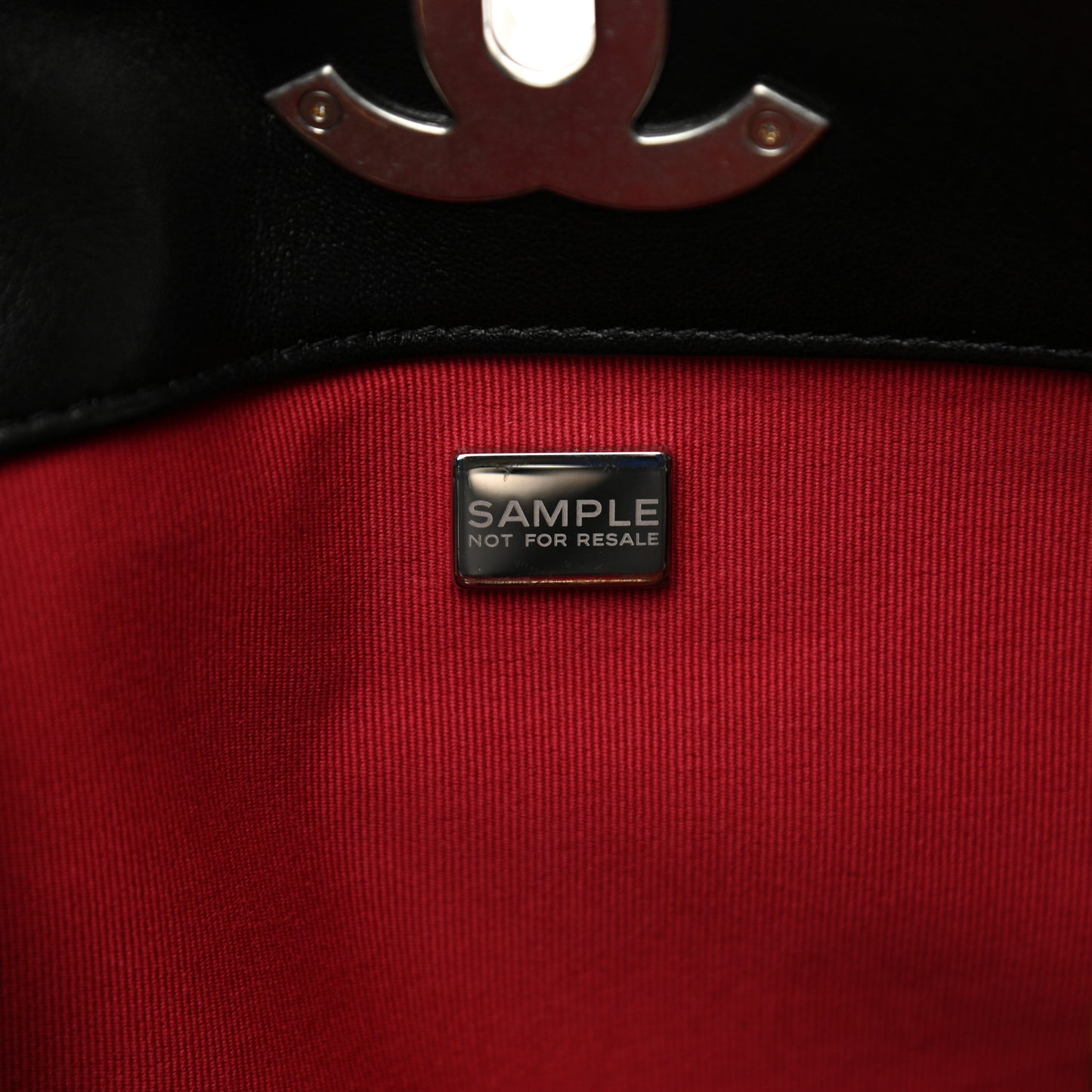 Lambskin Quilted Chanel 19 East West Shopping Bag Black
