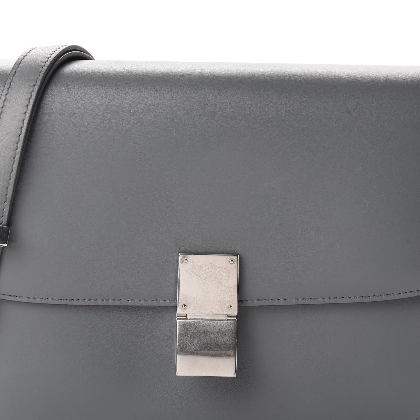 Box Calfskin Medium Classic Box Flap Bag Grey