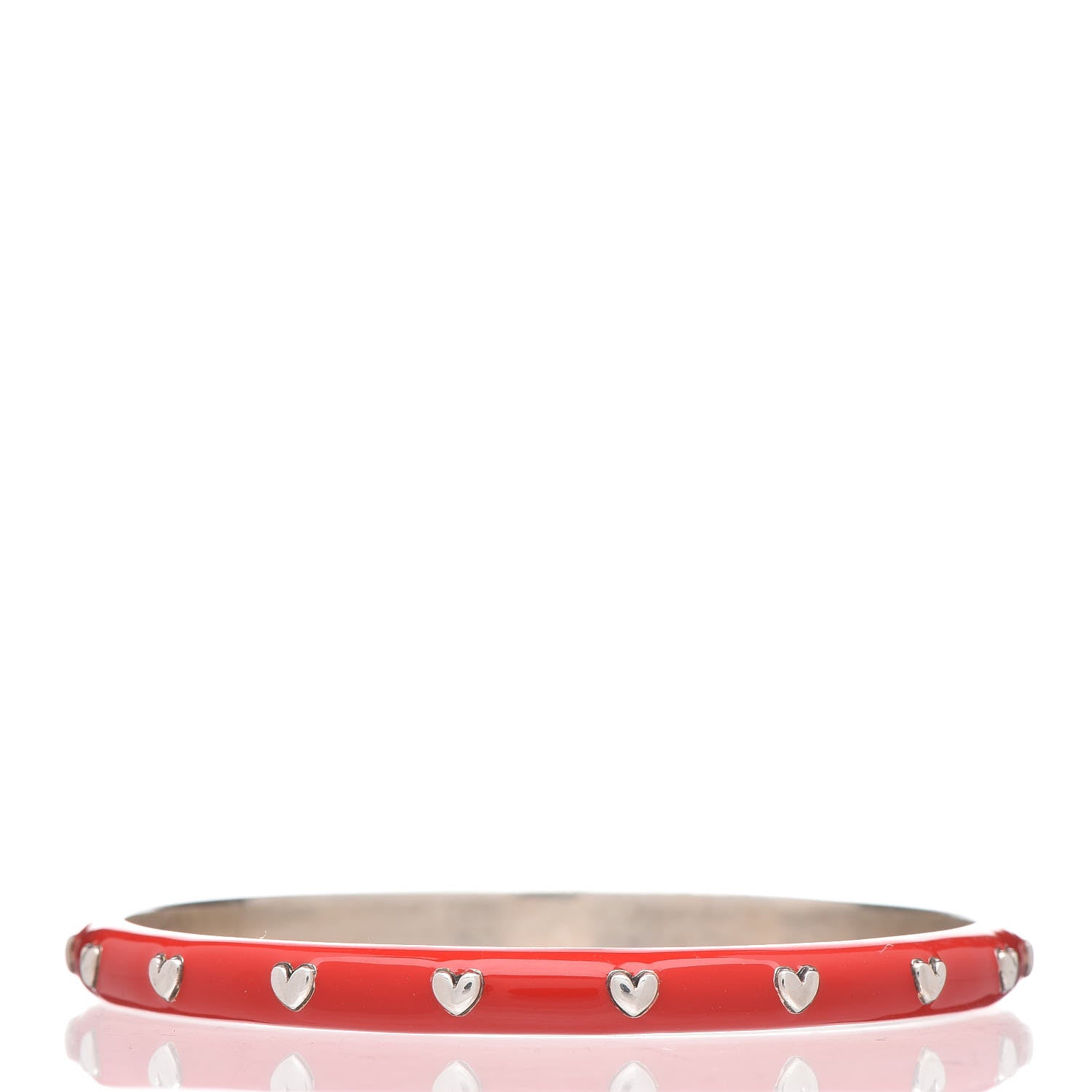 Tiffany Sterling Silver Enamel Heart Bangle Bracelet Red 3 of 4