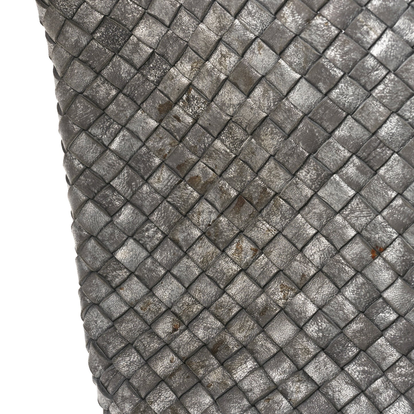 Metallic Nappa Intrecciato Medium Moon Cabat Silver