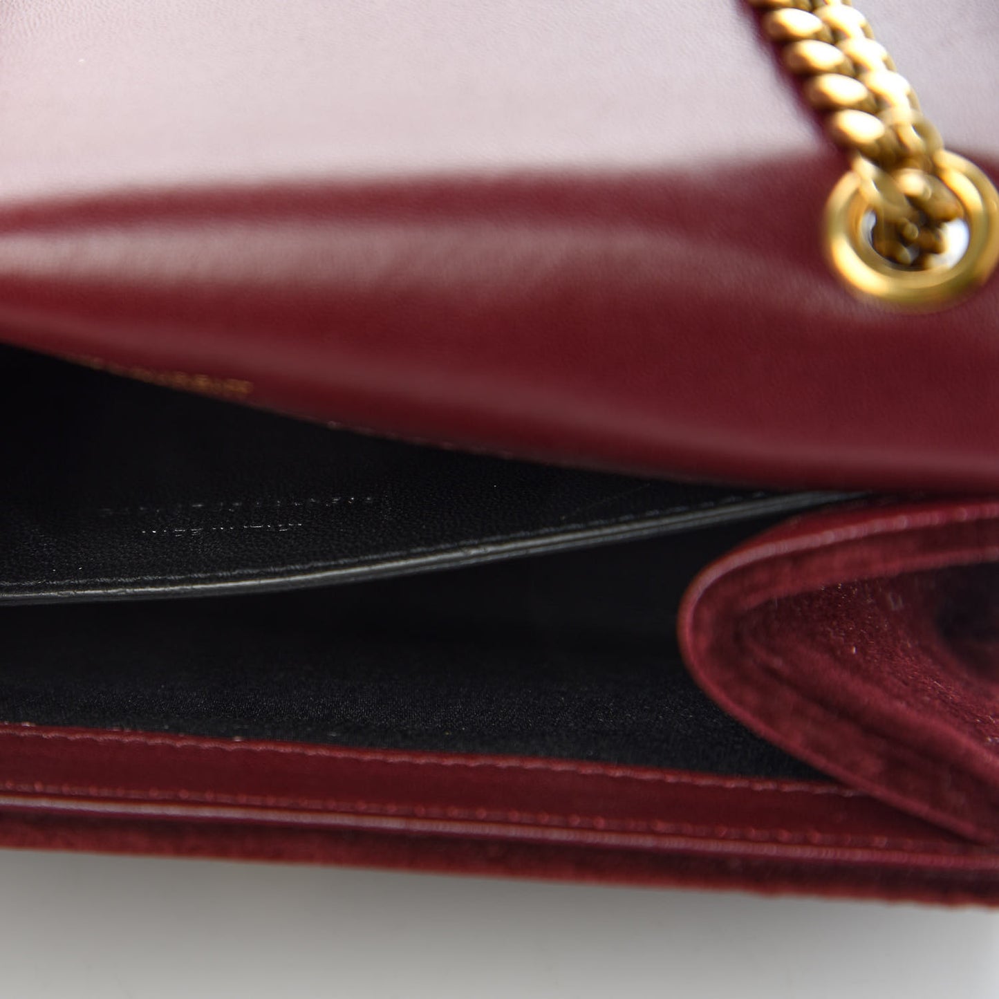 Velvet Small Classic Monogram Kate Tassel Satchel Burgundy