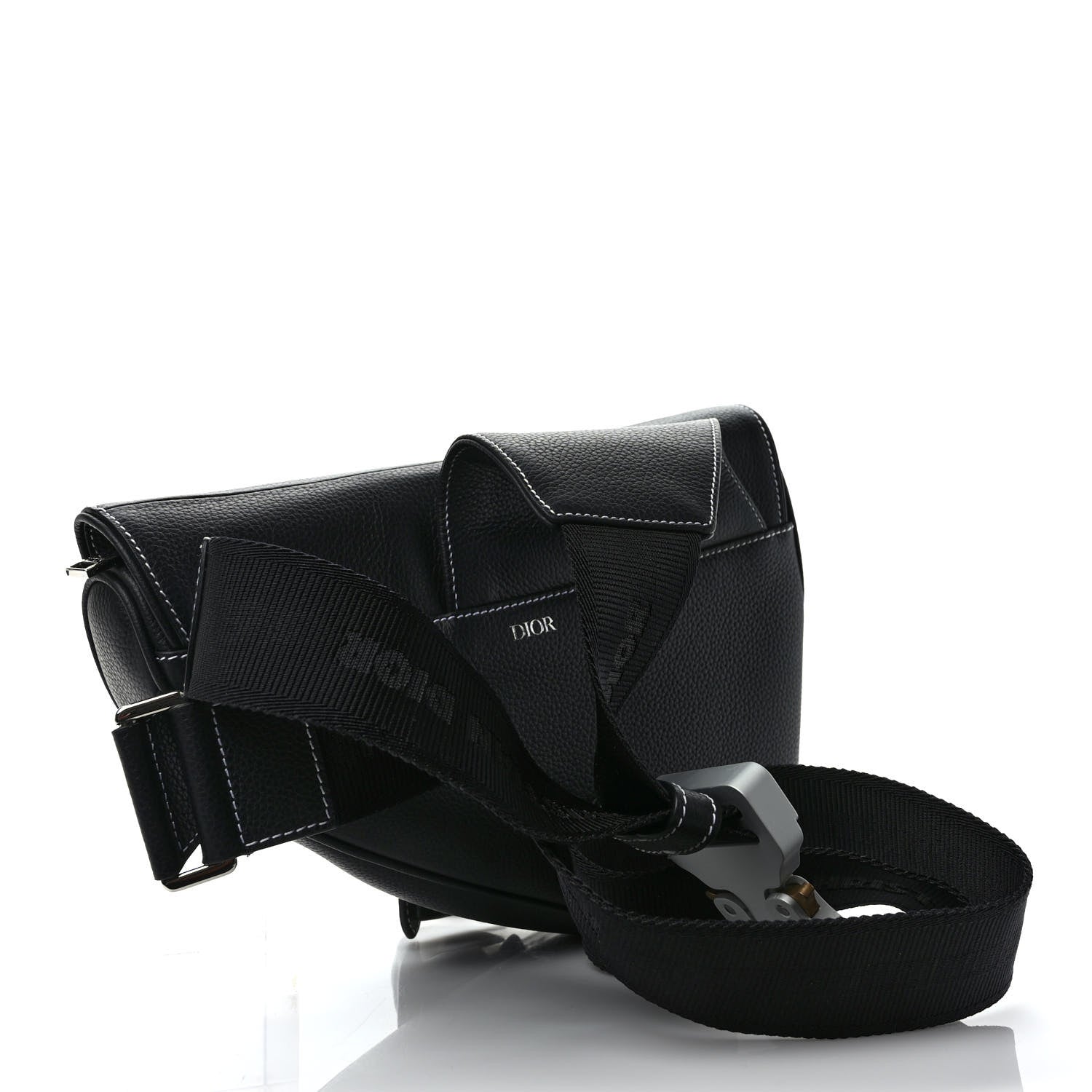 Christian Dior Calfskin Mens Saddle Bag Black 3 of 8