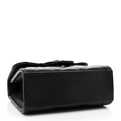 Chanel Lambskin Quilted Top Handle Flap Clutch With Chain Black 4 of 11