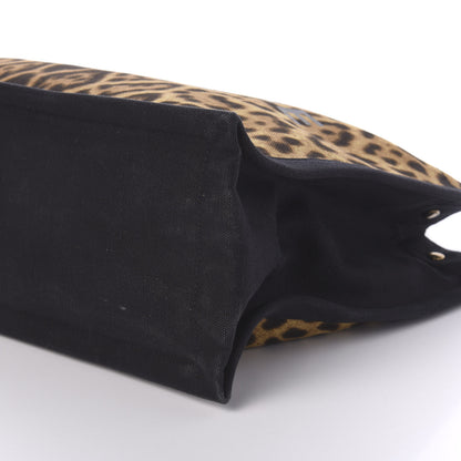 Saint Laurent Canvas Calfskin Leopard Print Rive Gauche Noe Tote Natural Black 7 of 10