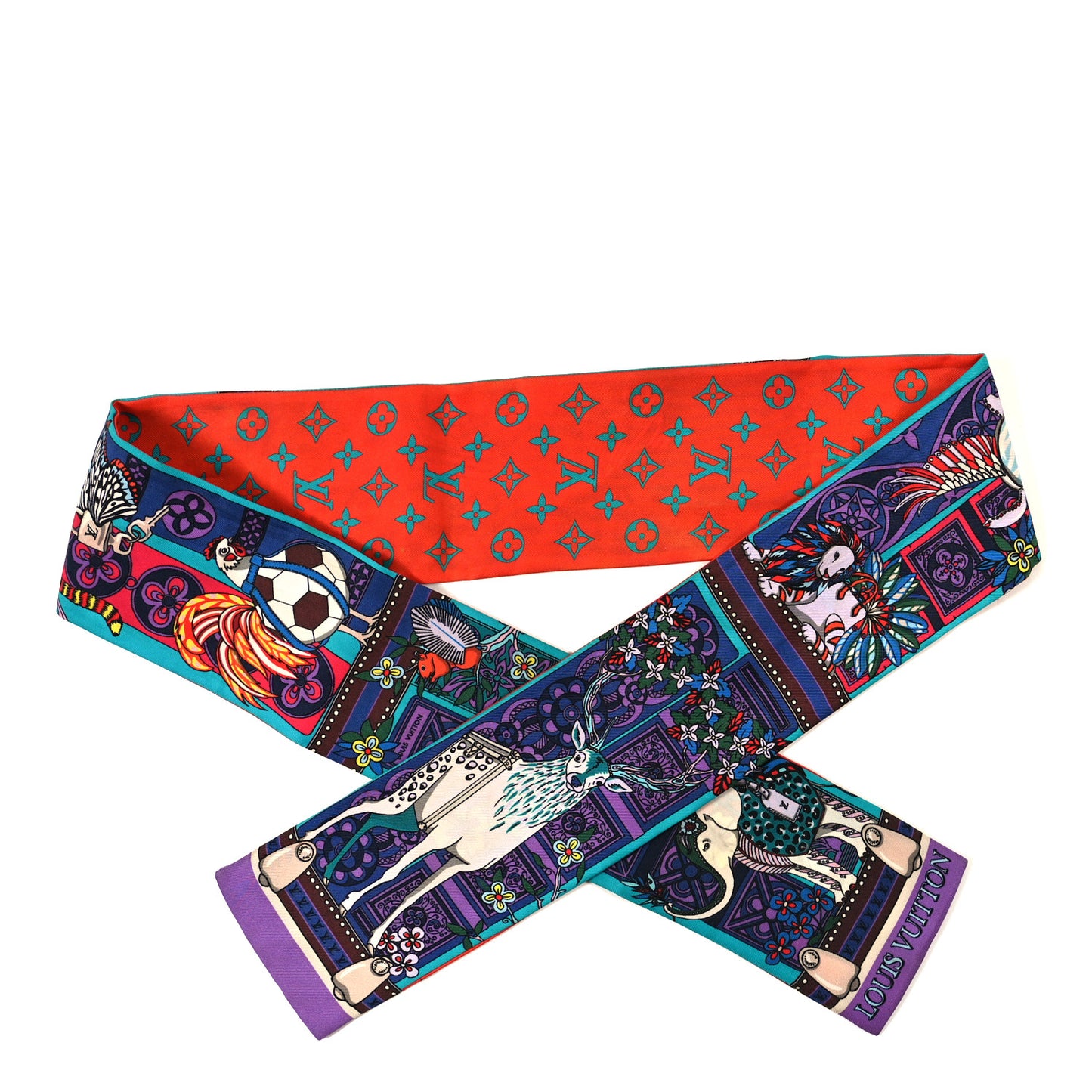 Silk Monogram LV Wonderland Bandeau Turquoise