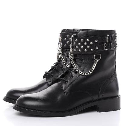 Saint Laurent Smooth Calfskin Studded Boots 39 Black 3 of 10